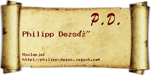 Philipp Dezső névjegykártya
